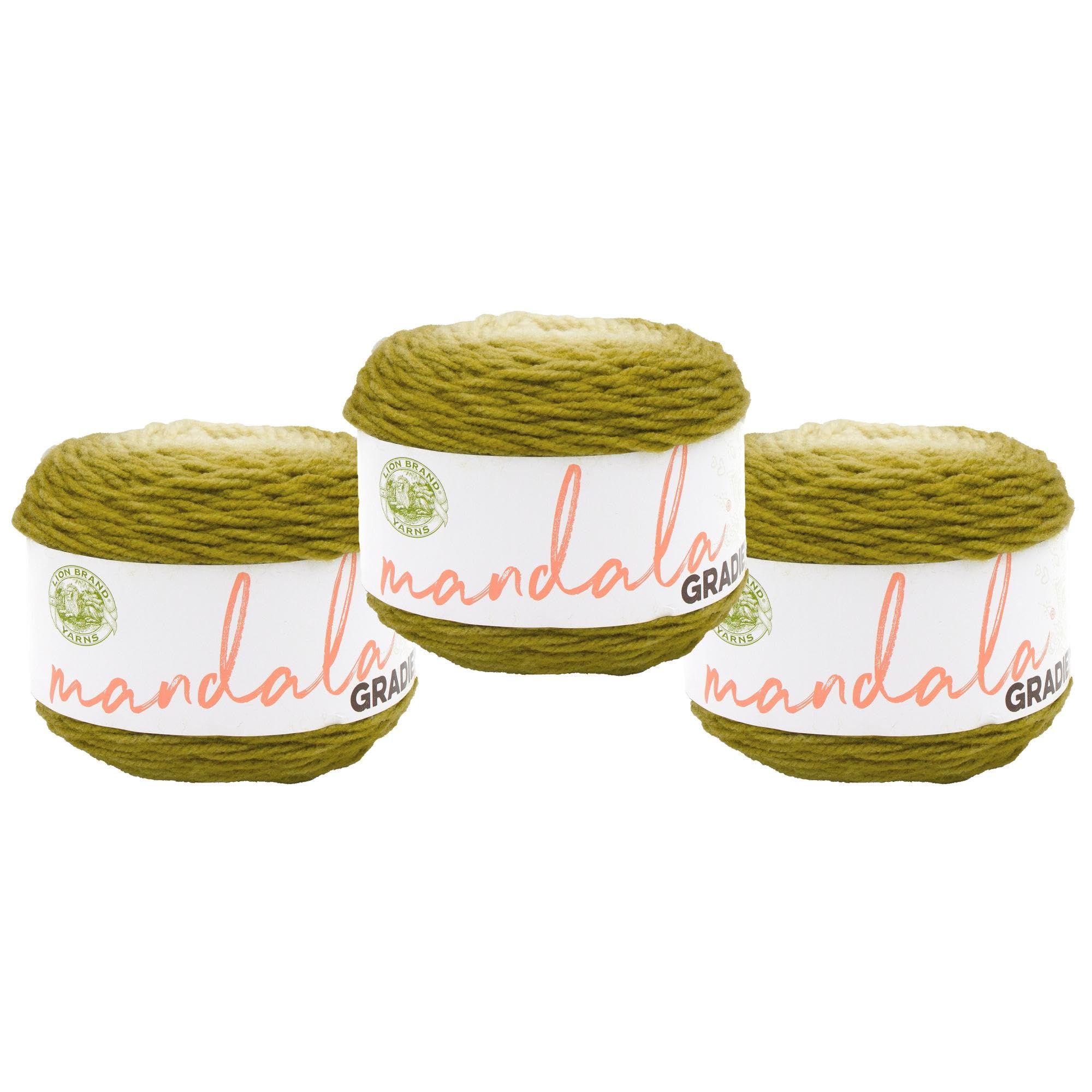 Lion Brand Yarn, Mandala Gradient Crochet Yarn, Olive, 3 Pack