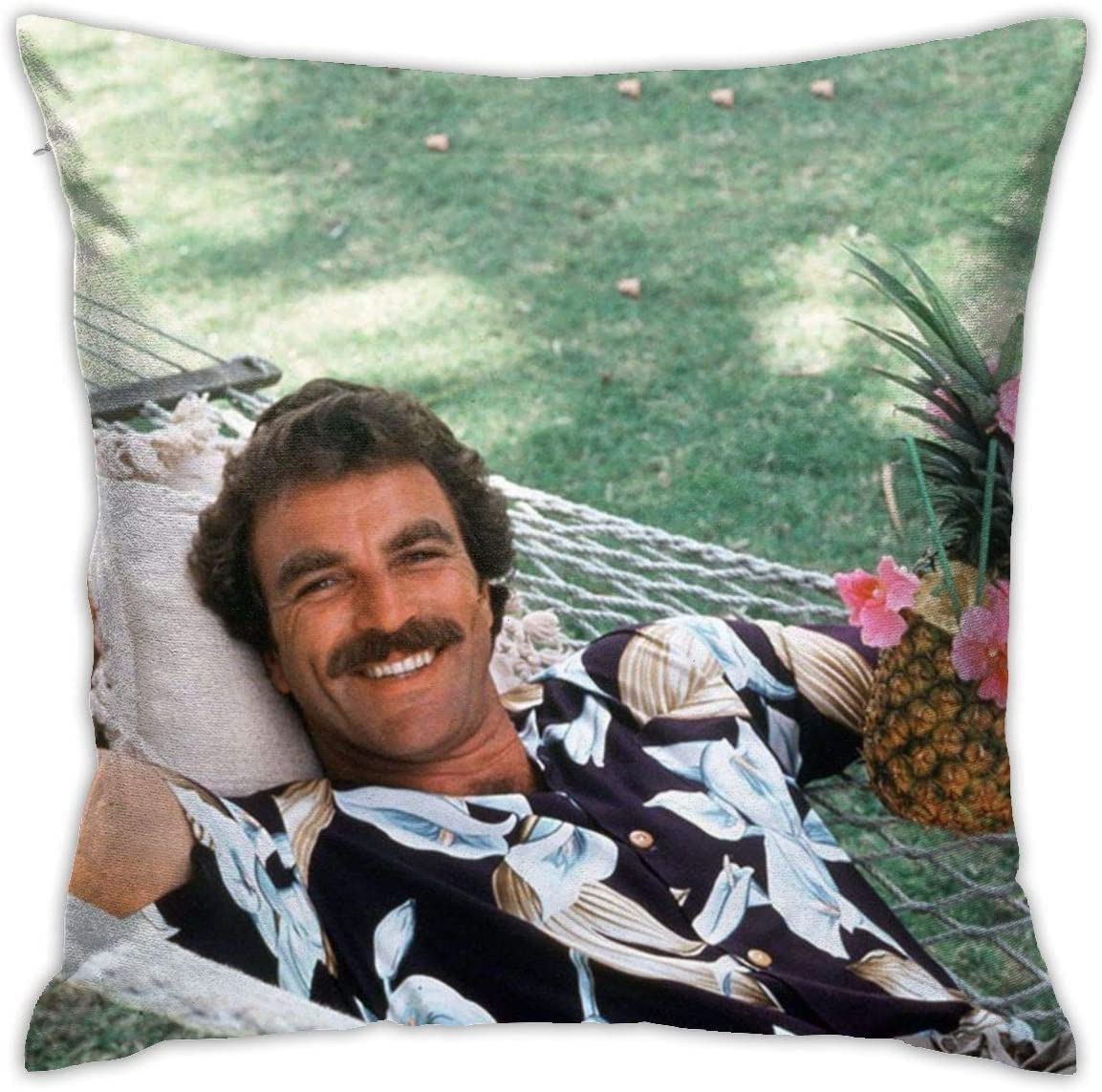 HOJJP Tom Selleck Pillow Fashionable Zipper Square Pillowcase Novel Decorative Pillowcase Sitting Room Cushion Sofa Cushion 20x20Inch(50cmx50cm)