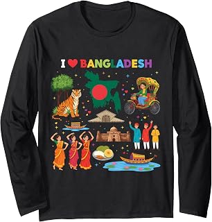 I Love Bangladesh Proud Bangladeshi Roots Culture Long Sleeve T-Shirt