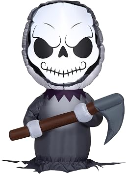 3.5 Gemmy Airblown Inflatable Halloween Grim Reaper w/Sickle Yard Decoration 552506