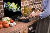 TMK | Paraschizzi da cucina in vetro temperato 65 x 60 cm – Vetro decorativo con nastro adesivo – Pannello posteriore in vetro cucina acqua limone - 5