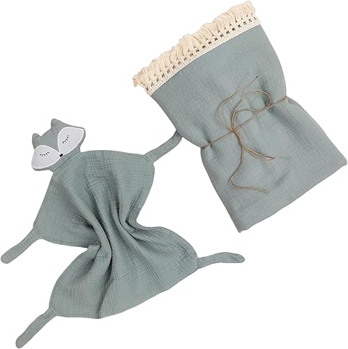 Miniatura 11 de Manta de muselina de algodón con borla, manta de seguridad Koala Lovey, decoración de guardería, funda de lactancia para recién nacido, 47 x 47