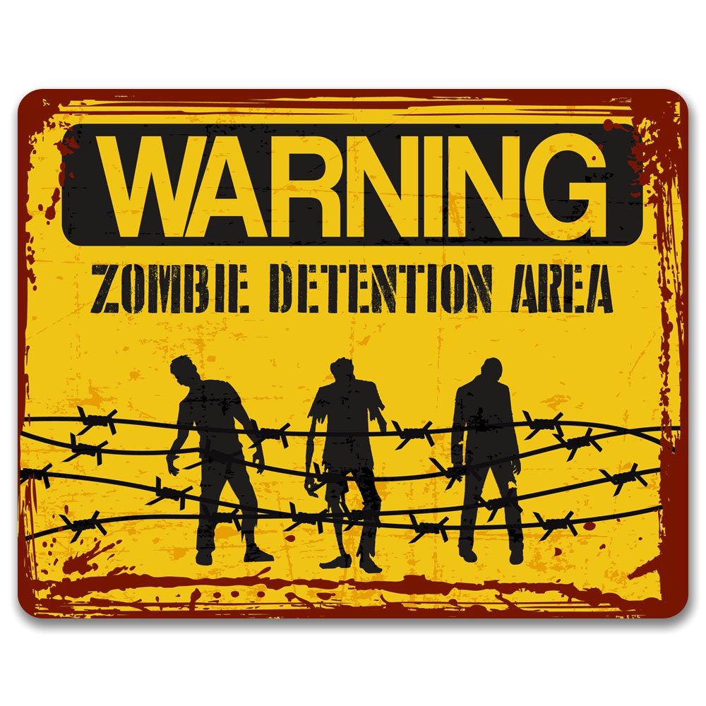 Print Crafted - Warning: Zombie Detention Area - Metal Sign | Gaming Sign | Man Cave Decor | Teenagers Bedroom