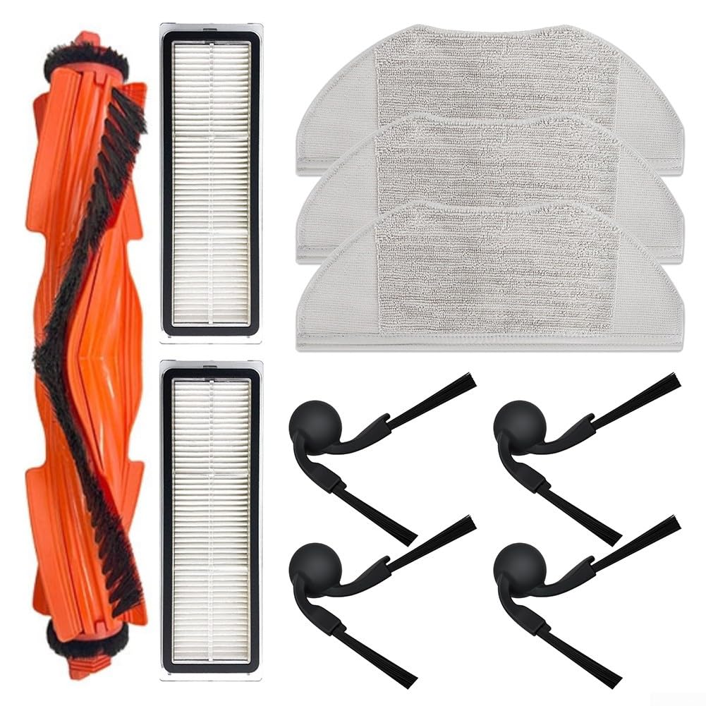 Conjunto de piezas de repuesto para aspiradora robot Xiaomi S40 OV81 con cepillo principal, cepillos laterales, filtros y paños de limpieza para mejorar la eficiencia de limpieza (A)