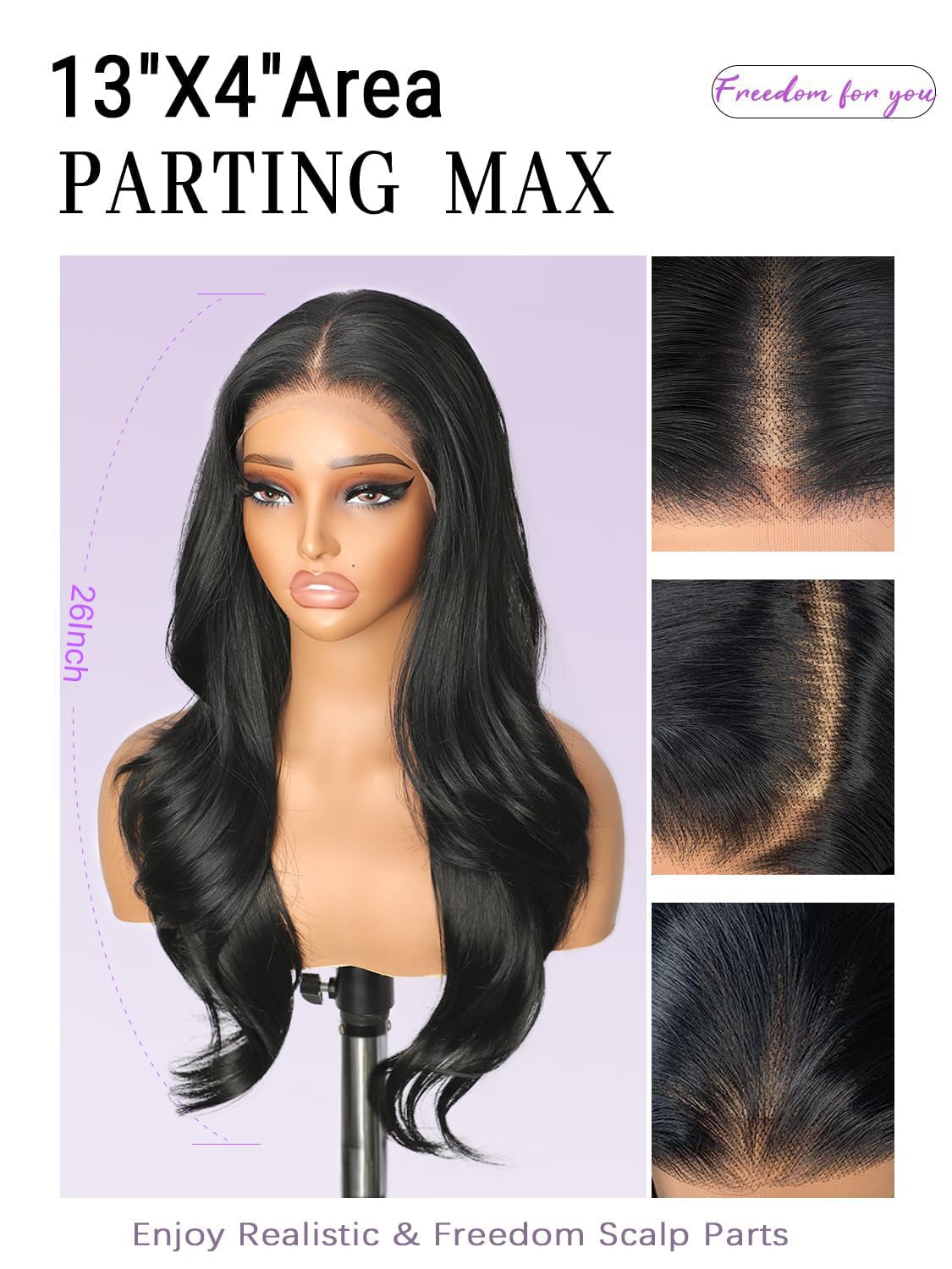 Black Synthetic Lace Front Wig 13×4 HD Pre Plucked Black Lace Front Wigs for Women 26inch Long Layered Wavy Wigs Glueless Wigs for Beginner Dail Party Wear