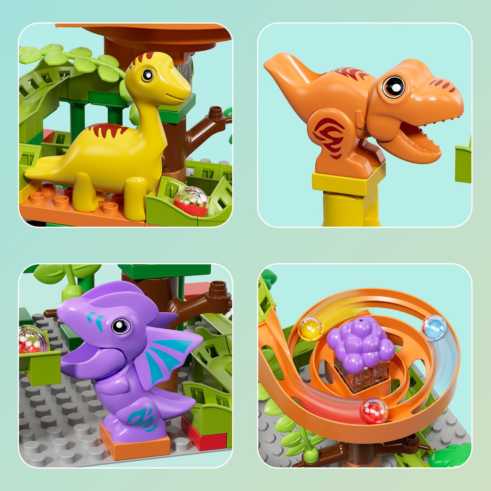 Dinosaur Toys JIXIn Dinosaur Marble Run Building Blocks 187Pcs