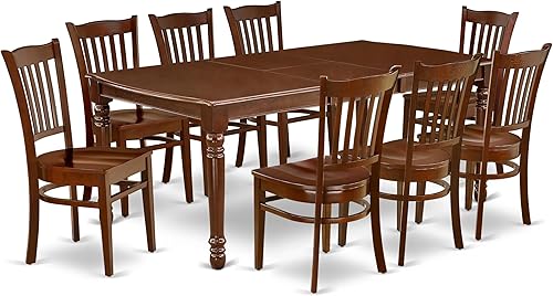 Miniatura 17 de East West Furniture DOGR7-MAH-W - Juego de mesa de comedor de 7 piezas consta de una mesa de cocina rectangular con hojas de mariposa y 6 sillas de