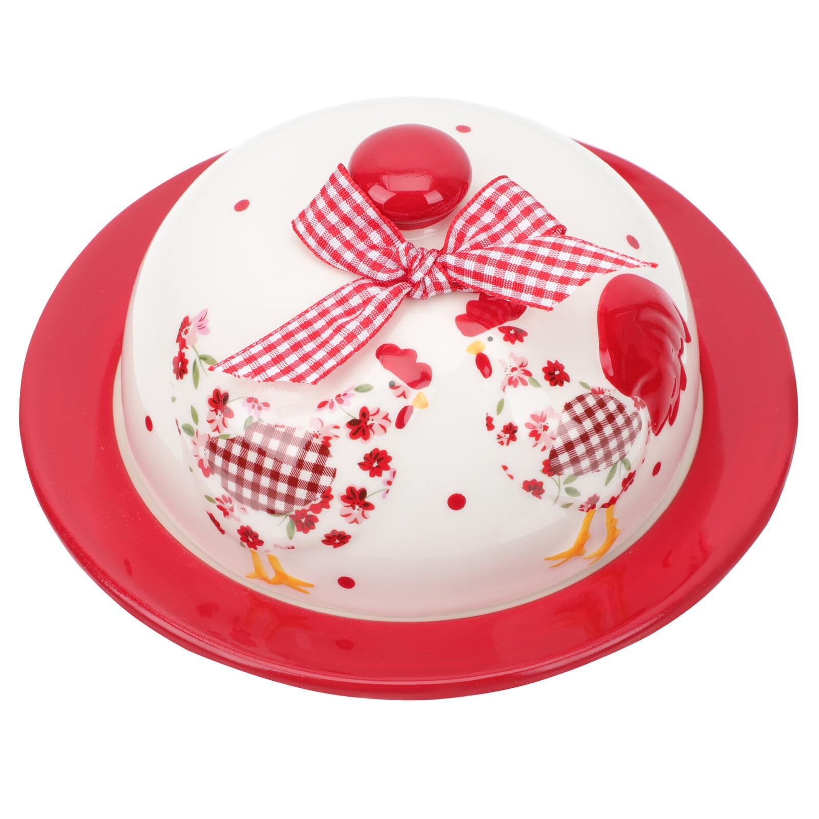 Angoily Assiette à Beurre en Céramique Rouge à Motif Floral en Relief Plat à Goûter Chic pour Beurre et Fromage Vaisselle Pratique pour Goûter et Réunion Familiale