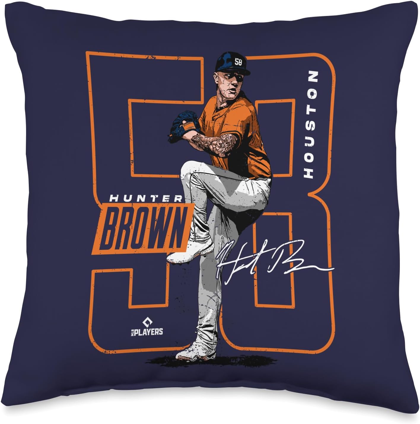 Hunter Brown | Houston MLB Baseball Players | MLBHBR202M Throw Pillow