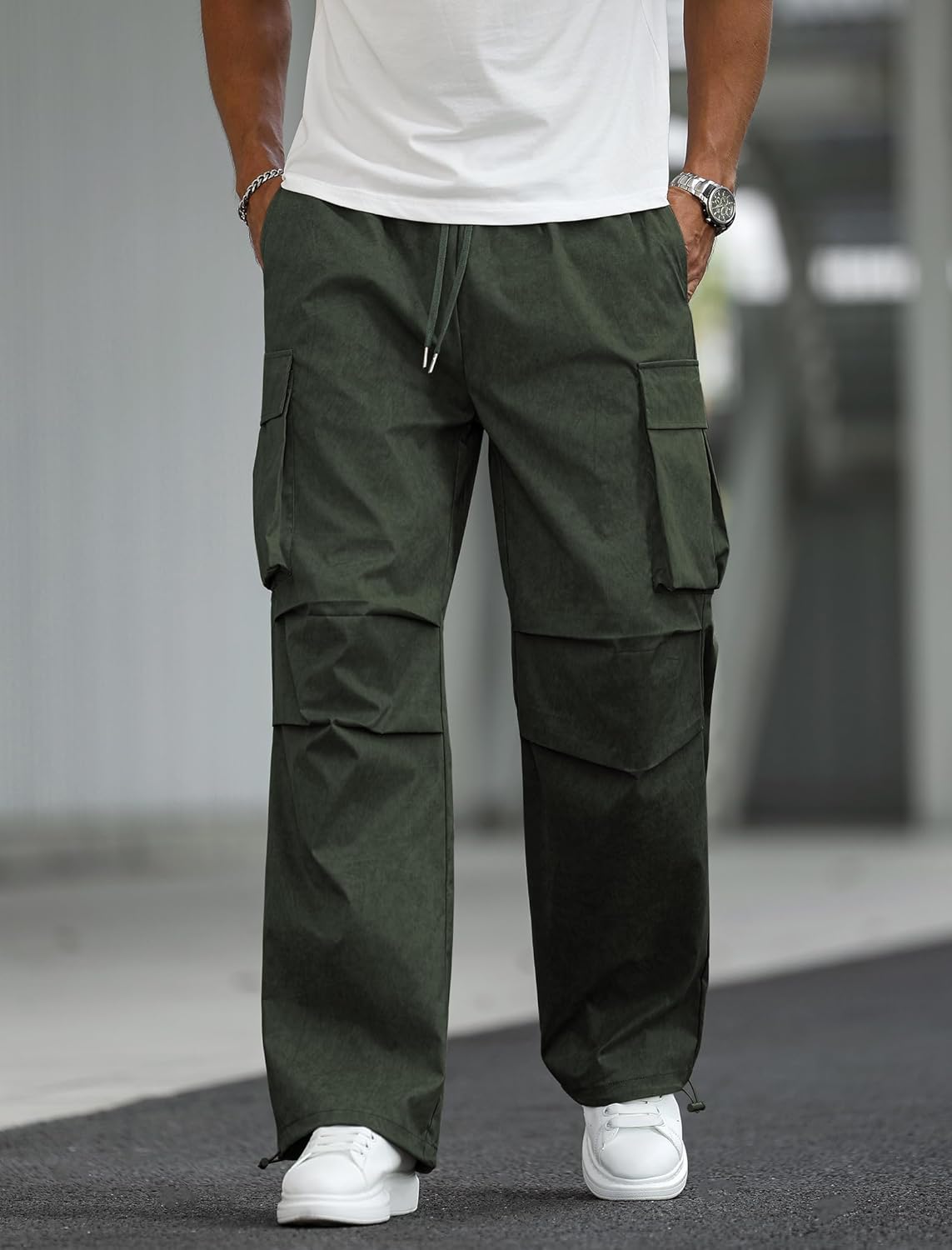 ZAFUL Men's Parachute Sweatpants Y2k Baggy Track Pants Drawstring Wide Leg Casual Trousers Streetwear - Image 3