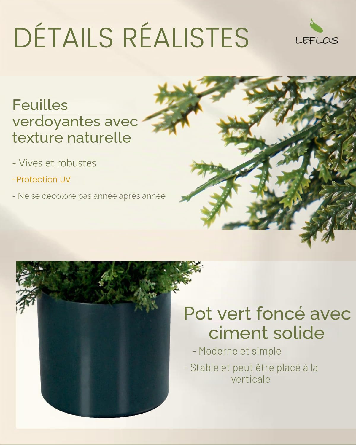 Arbre Artificiel de cèdre Topiary, 120 cm Faux cyprès, Artificial Cypress Tree deko pour Salon, Bureau, fête & Party
