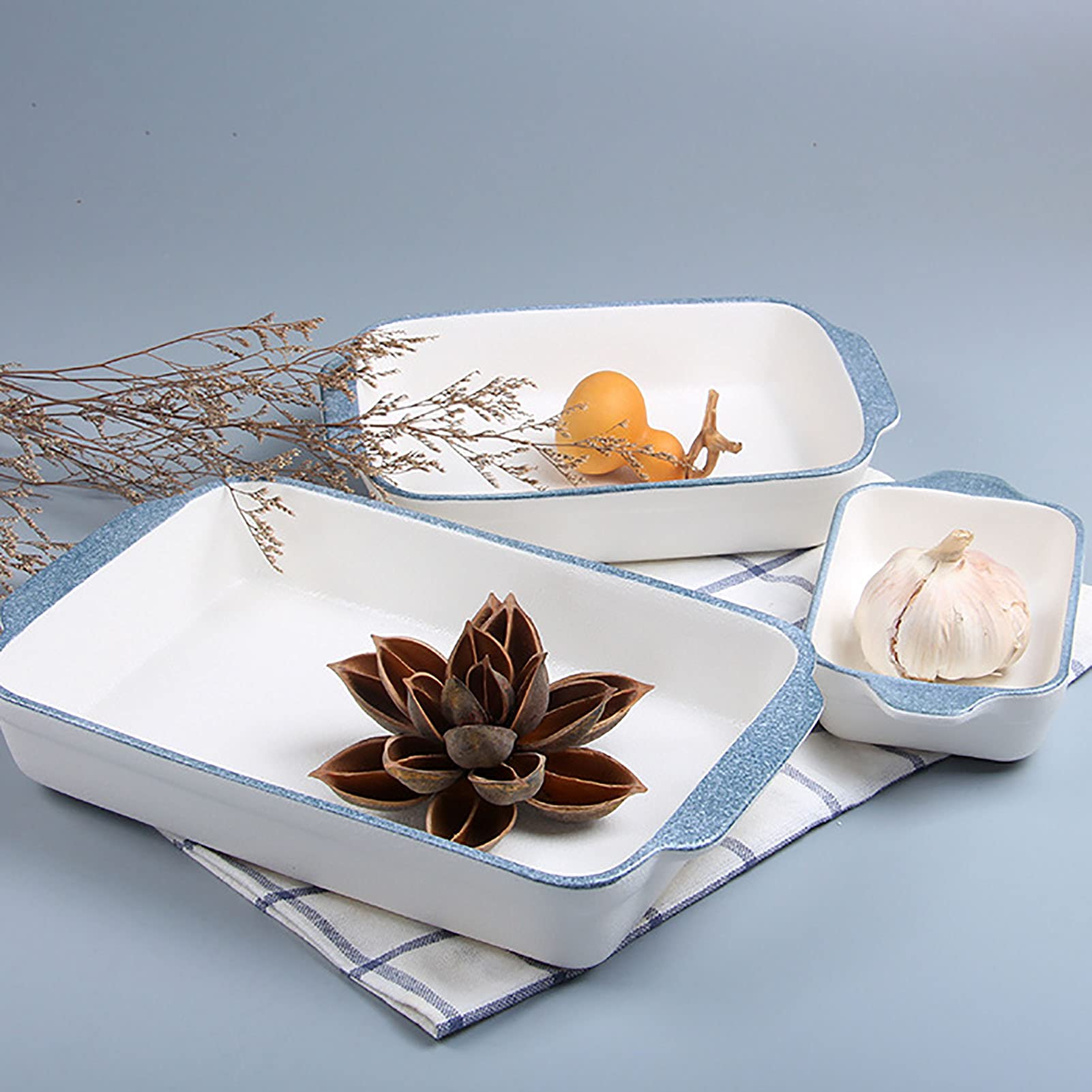 Prostokątne naczynia do pieczenia, duże, głębokie, ceramiczne patelnie do lasagne, bezpieczne w piekarniku, do gotowania, pieczenia, serwowania