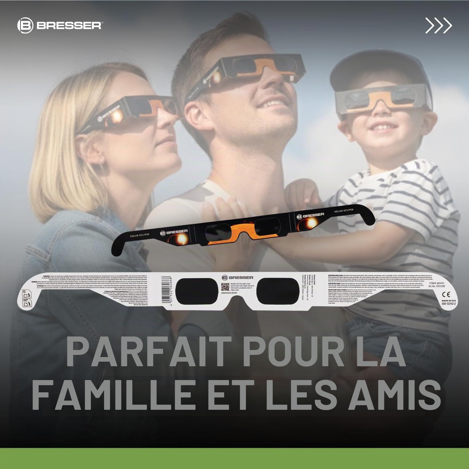 BRESSER lunettes pour éclipse solaire pour une observation sécurisée du soleil (50 pièces), avec filtre à lumière blanche, conforme ISO 12312-2:2020