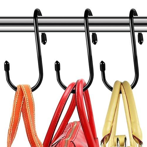 HiGift 12 Pack Purse Hooks for Closet, Non Slip Rubber