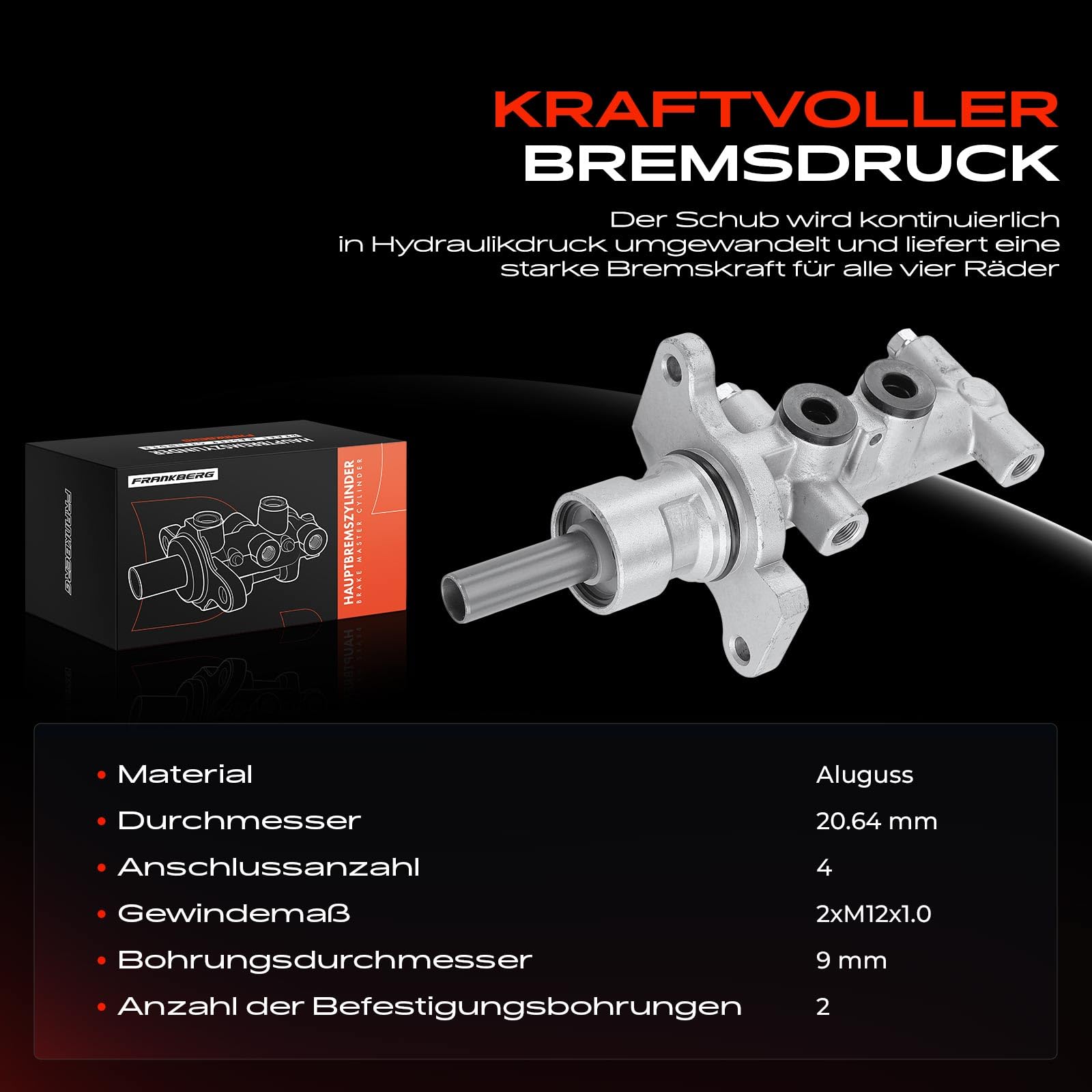 Frankberg Hauptbremszylinder Kompatibel mit Vivaro A E7 X83 2001-2014 Vivaro J7 F7 2001-2014 Trafic II JL FL EL 2001-2022 Primastar X83 2002-2014 Replace# 7701208267