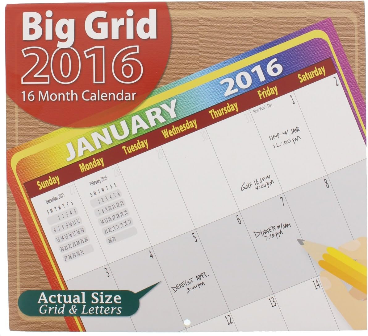 Amazon 2016 Big Grid Wall Calendar Planner 16 Month Calendar amazon-2016-big-grid-wall-calendar-planner-16-month-calendar