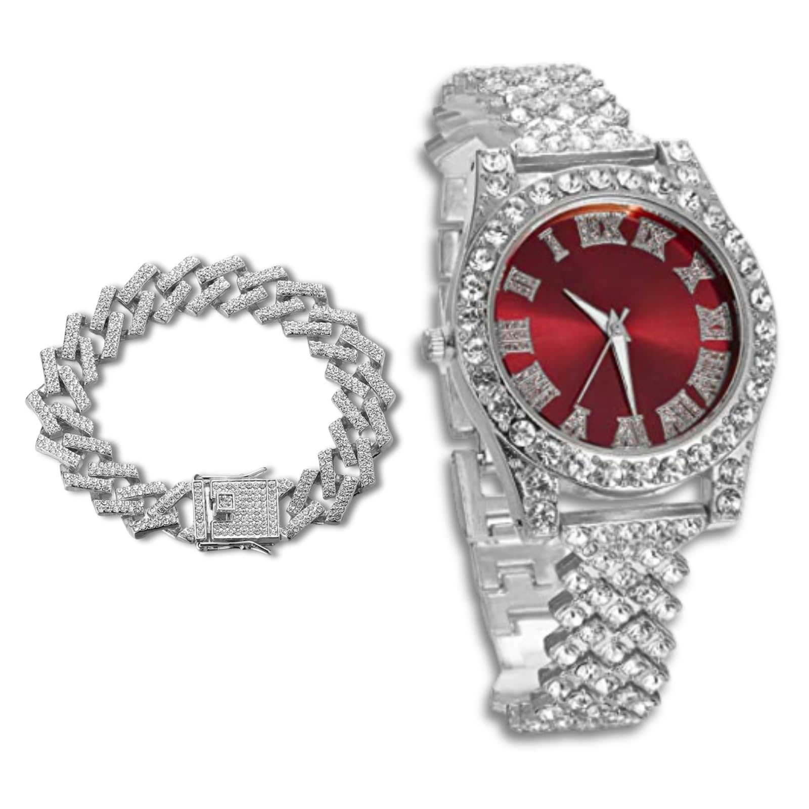 Reloj iced out con diamantes para adolescentes chapado en oro de 18K 8