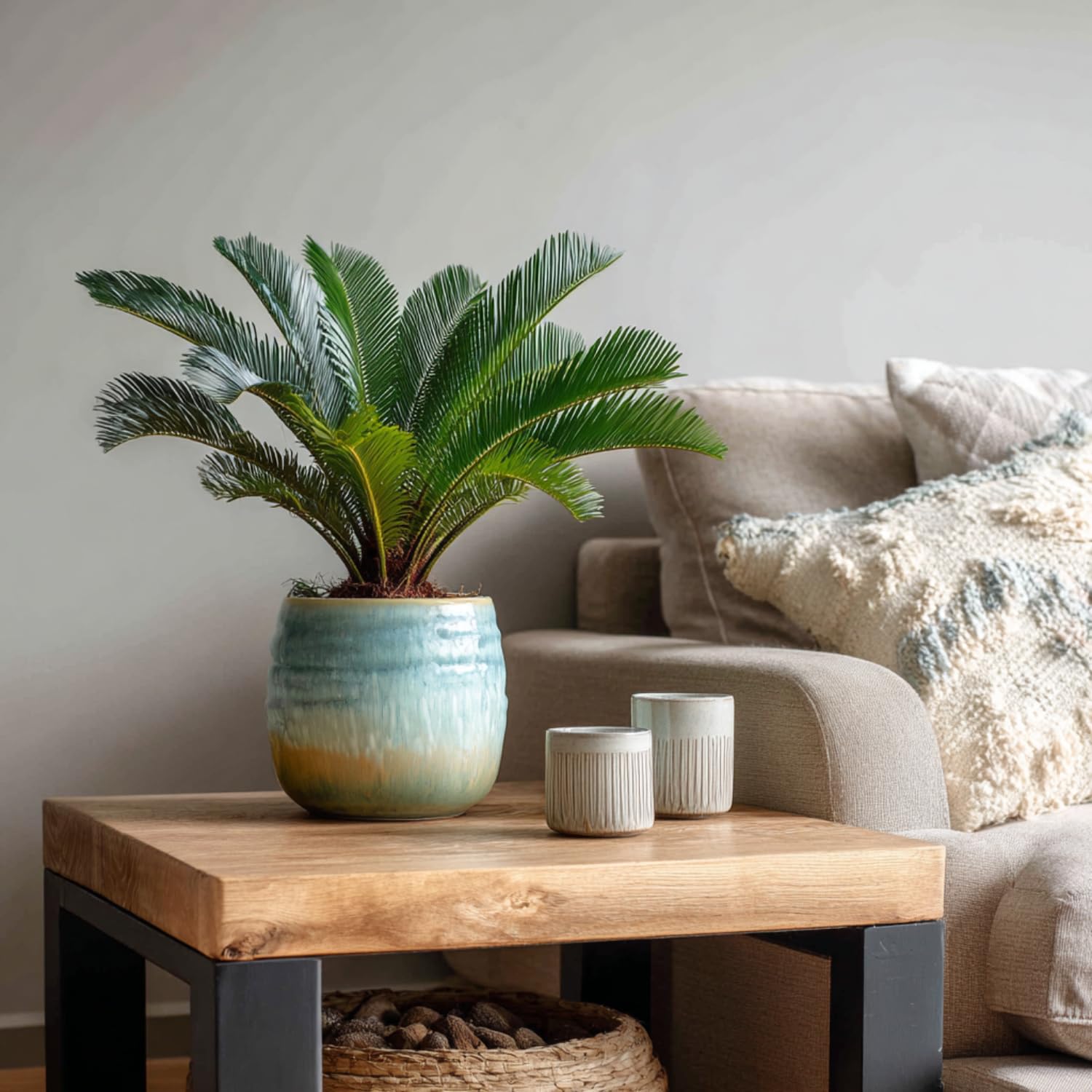 Plant in a Box - Cycas Revoluta - Palmier intérieur et extérieur - Set de 2 - Cycas du Japon - Pot 15cm - Hauteur 45-60cm