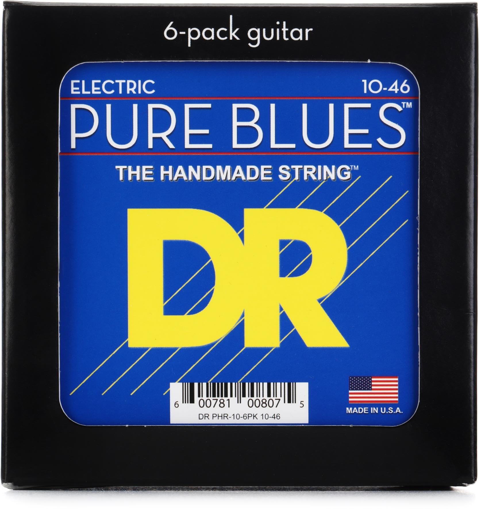 DR Strings PURE BLUES Pure Nickel Electric Guitar Strings (10-46) — 6-Pack