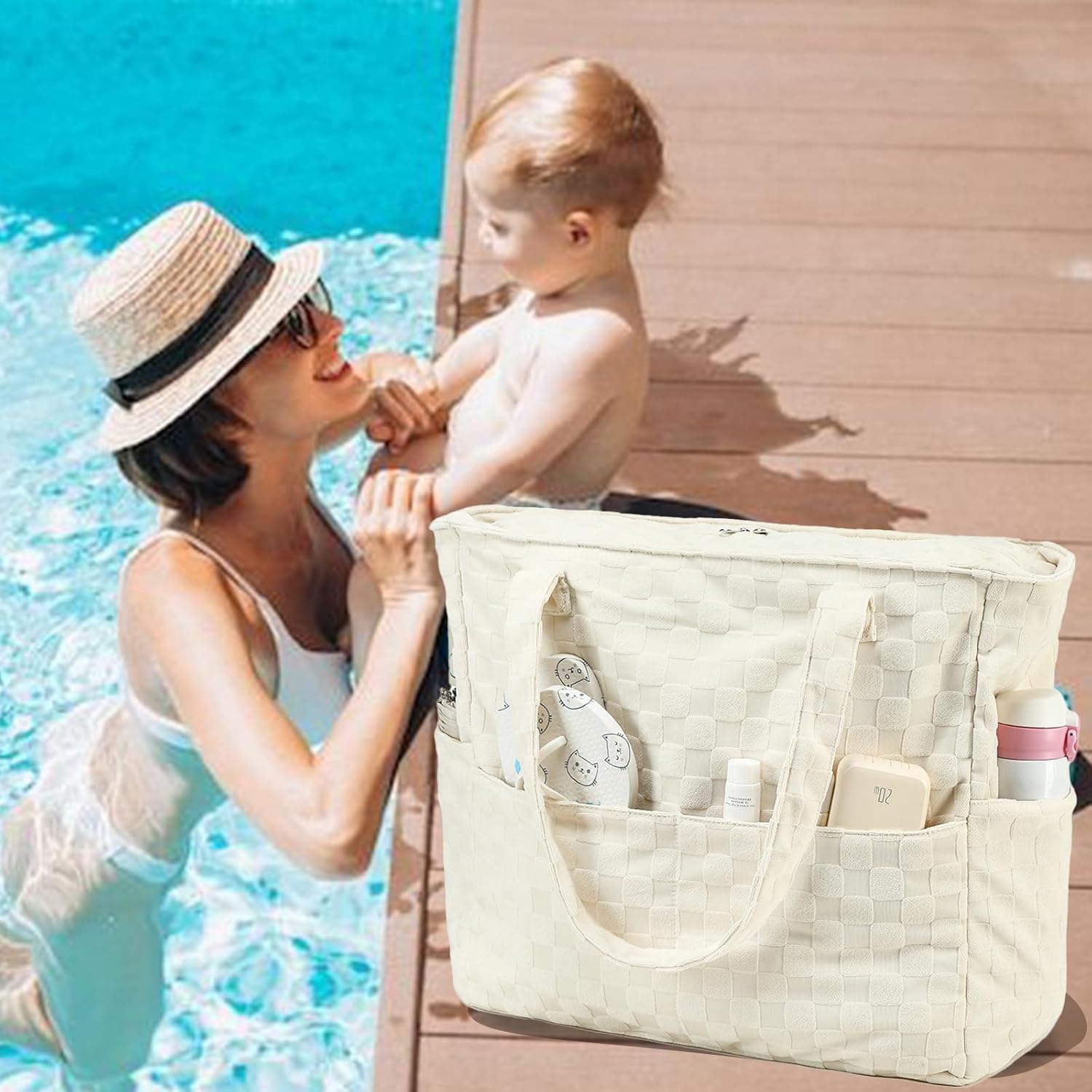 LEDAOU Large Beach Bag Women Waterproof Sandproof Zipper Beach Tote Pool Bag for Gym Grocery Travel with Wet Pocket | Waterproof, Sandproof, Zipper, Pool, Gym, Grocery - Image 9