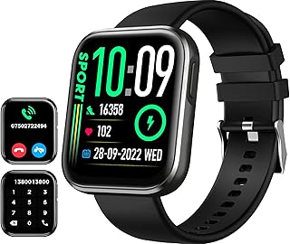 Smart Watch Answer/Make Calls for Men Women, 1.96\\\" Fitness Tracker Watch, Heart Rate/Step Counter/Sleep Tracker/Blood Oxygen/120+ Sports (Black)