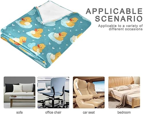 Miniatura 4 de Blue Green Ducks Clouds Fluffy Blanket Ultra-Soft Comfy Spring Flannel Fleece Blanket 60"x90" for Car Chair Car Travel Adults Kids Plush Travel
