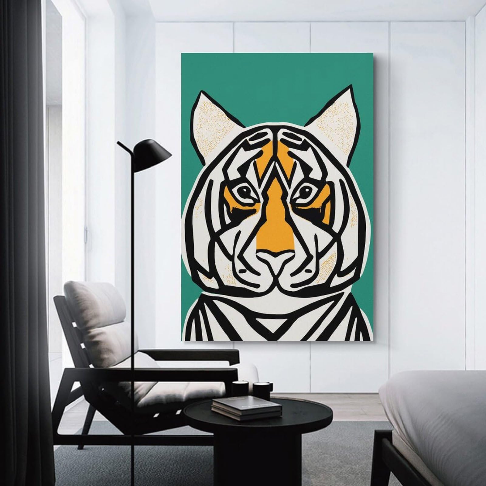 Junmoney Decorative Wall Artwork Cute Tropical Tiger, 20x30inch(50x75cm), for Lounge, Bedroom Or Personal Spaces, Gift Idea for Housewarming And Birthdays