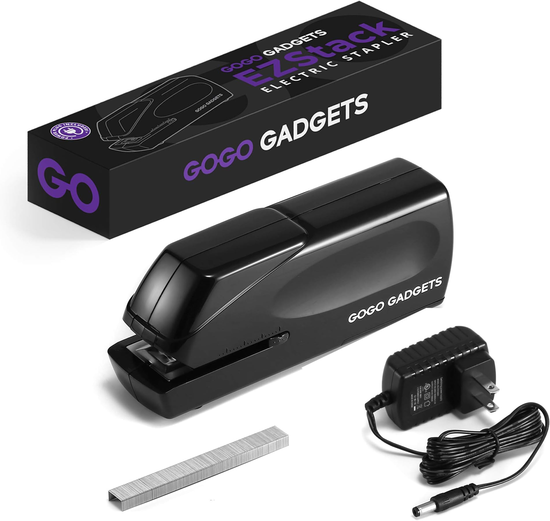 EZStack Heavy Duty Electric Stapler | GoGo Gadgets Automatic Touch Free Electronic Staple Machine with Staples & Power Plug | Perfect for Home, Office, School, Commercial, & Industrial Use