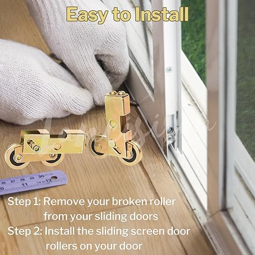 Miniatura 5 de Rodillo tándem para puerta corredera, resistente 1-14 pulgadas, rodillos en tándem para puerta corredera de vidrio, capacidad de carga de 264.6