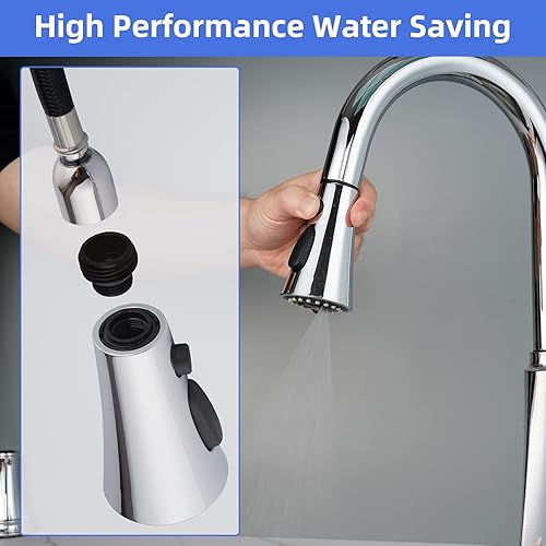 Miniatura 3 de iFealClear Repuesto de cabezal de grifo de cocina, 3 modos de repuesto de cabezal rociador extraíble compatible con grifo de fregadero de cocina