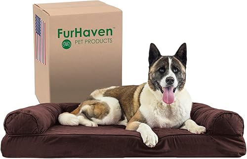 Miniatura 16 de Furhaven Cama para perros de espuma viscoelástica para perros medianos/pequeños con refuerzos extraíbles y funda lavable, para perros de hasta 35