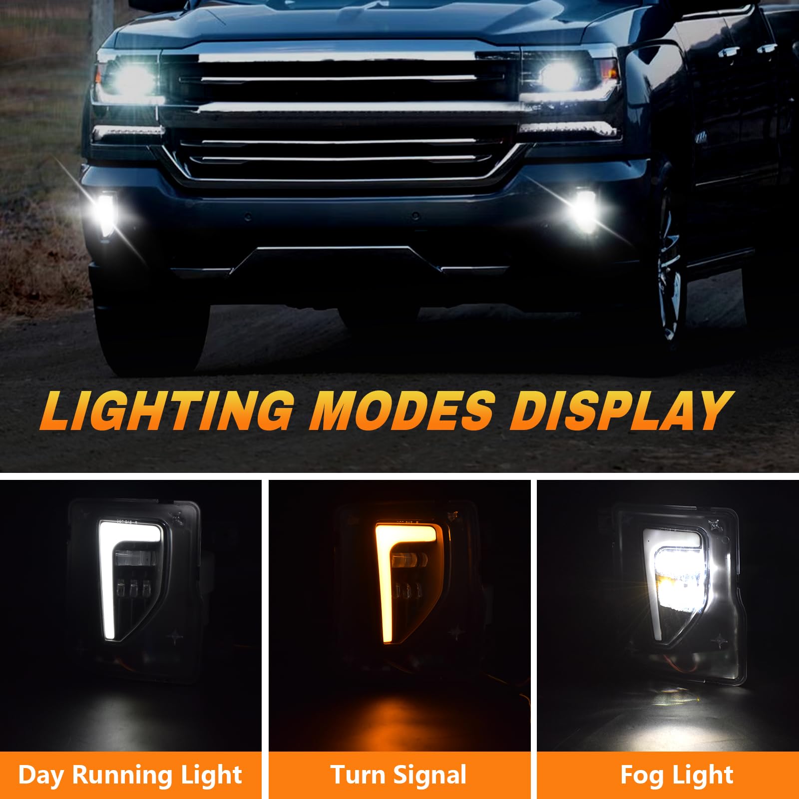 Fits 2016 2017 2018 Chevrolet Silverado 1500 Fog Light Kit W/Wiring/Switch /Built-in LED