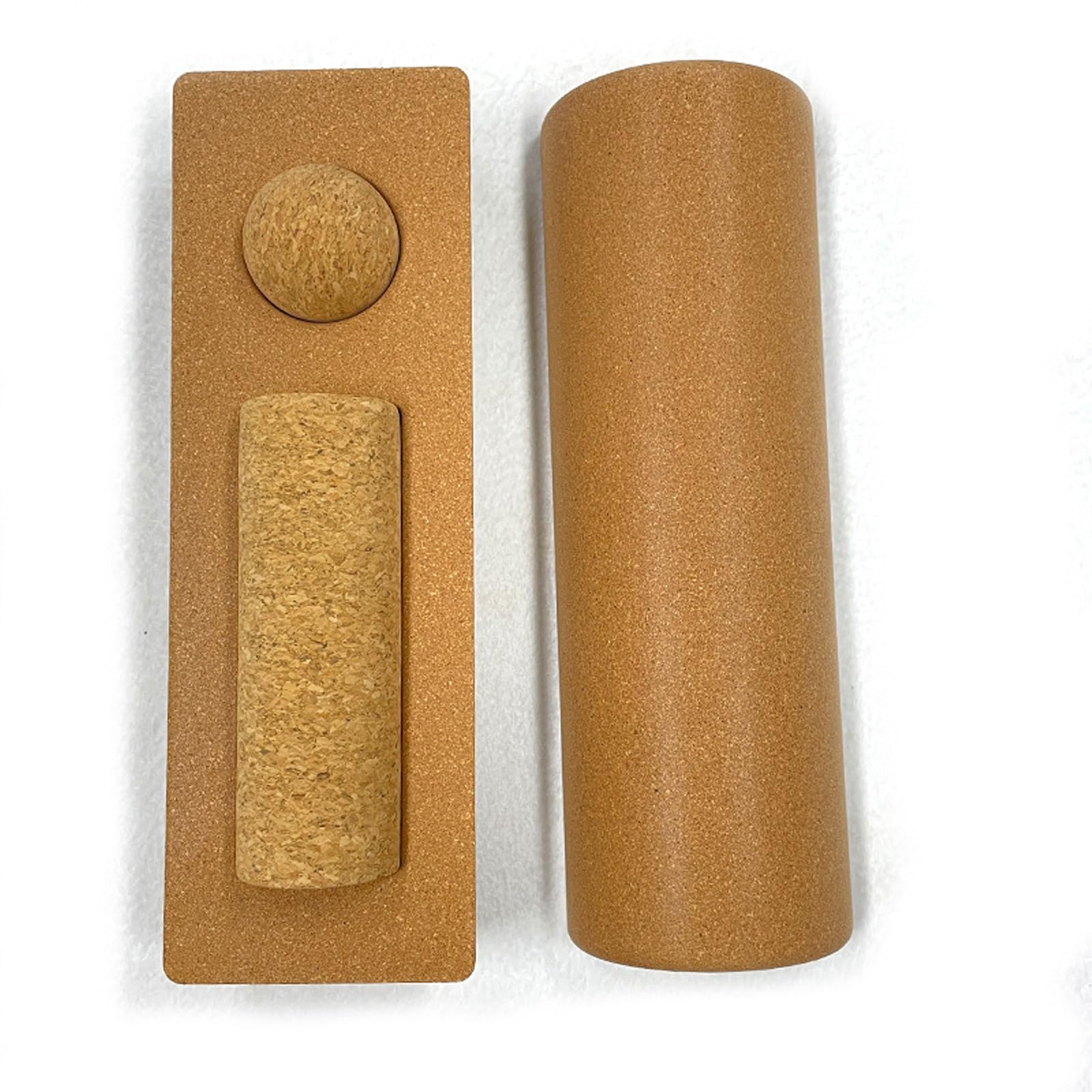 Zestaw wzmacniaczy stóp 4 w 1 Cork Balance Board – bloki balansowe, wałki, piłki do masażu i opaski na palce, trener kostki dla siły stopy i stabilności mięśni rdzenia