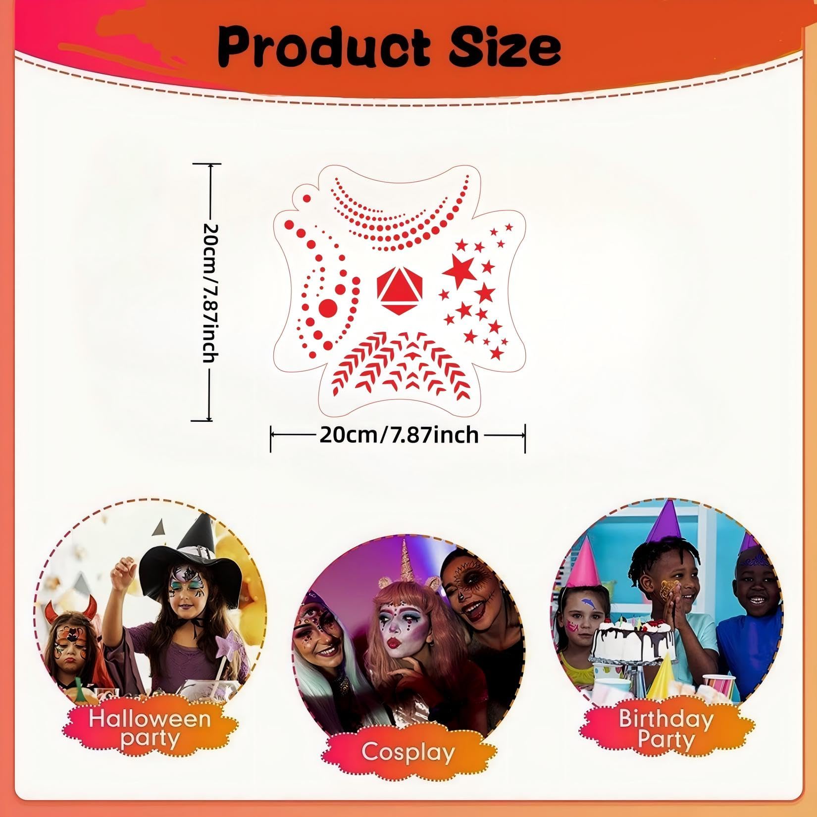 16 Stencil Per Tatuaggi Temporanei E Face Painting - PET Riutilizzabile Per Bambini E Adulti - Ideali Per Halloween, Carnevale, Feste - 4