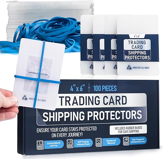 Premium Bundle Trading Card Shipping Protector with Rubber Bands | Graded Cards Protectors, Sports Trading Card Shipping Supplies Packaging, TCG Baseball Cards Shippings Shield.