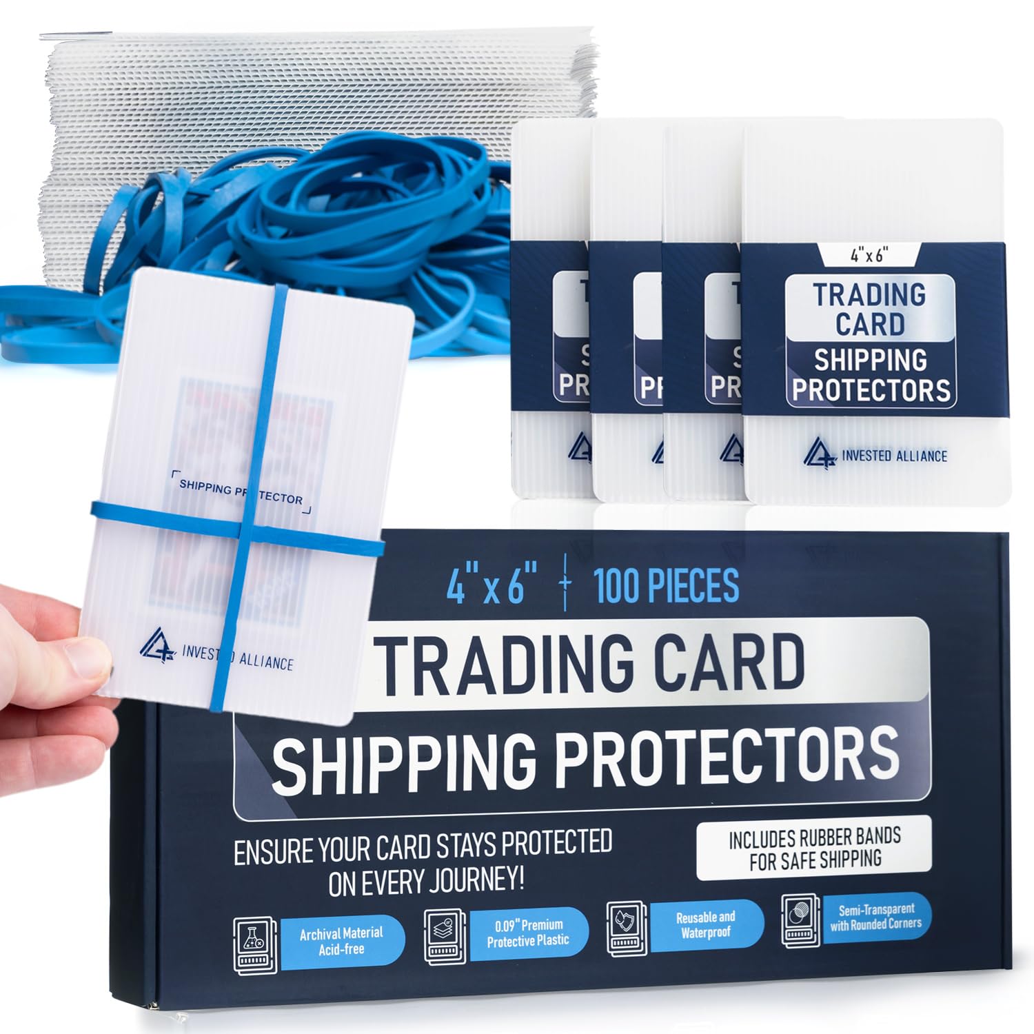 Premium Bundle Trading Card Shipping Protector with Rubber Bands | Graded Cards Protectors, Sports Trading Card Shipping Supplies Packaging, TCG Baseball Cards Shippings Shield. โ image 1