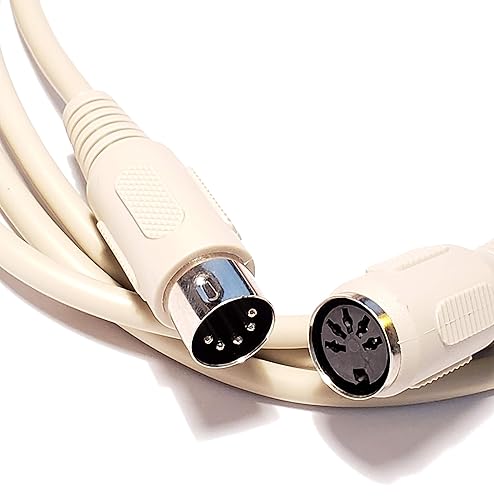 Mii Pro Cable de extensión de teclado de 6 pies, macho Din5 a hembra DIN5, 5 conductores, recto, cable midi de 6 pies