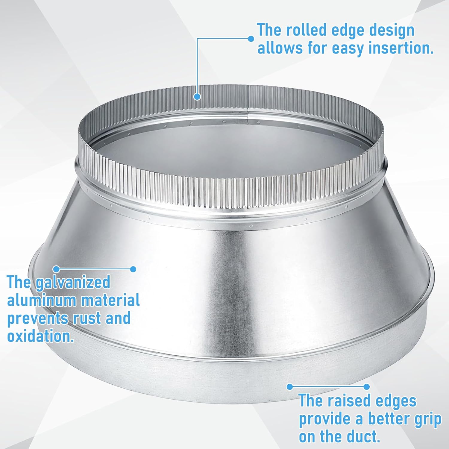 Zonon 16" to 12" Duct Reducer Single Wall Galvanized Metal Fitting HVAC Durable Transition Connector for Ventilation Systems Heating Cooling and Airflow Management