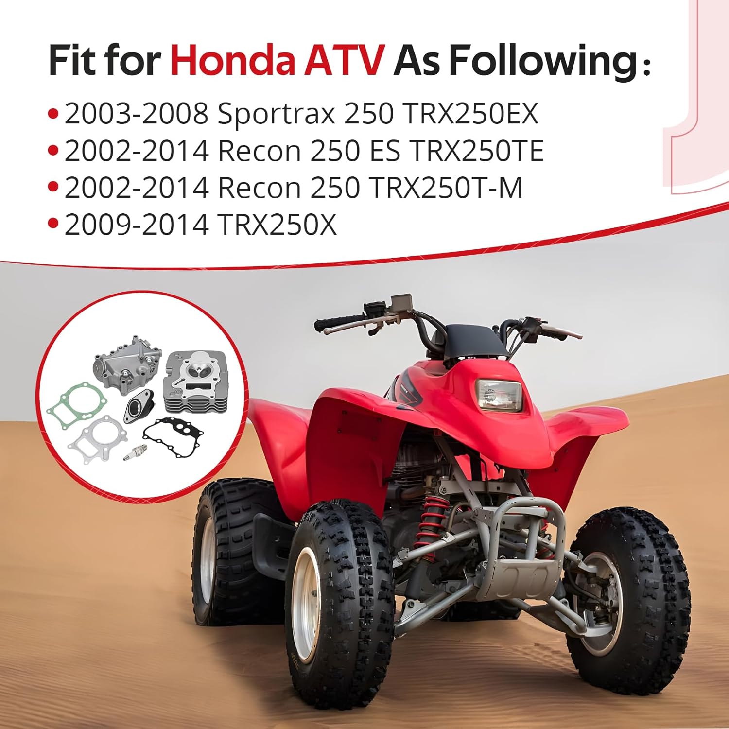 JAVIK Cylinder Head Cover Gasket Intake Manifold Boot for TRX250X 2009-2014 Recon 250 TRX250T-M 250 ES TRX250TE 2002-2014 Sportrax 250 TRX250EX 2003-2008 O.E.M# 12310-HN6-010