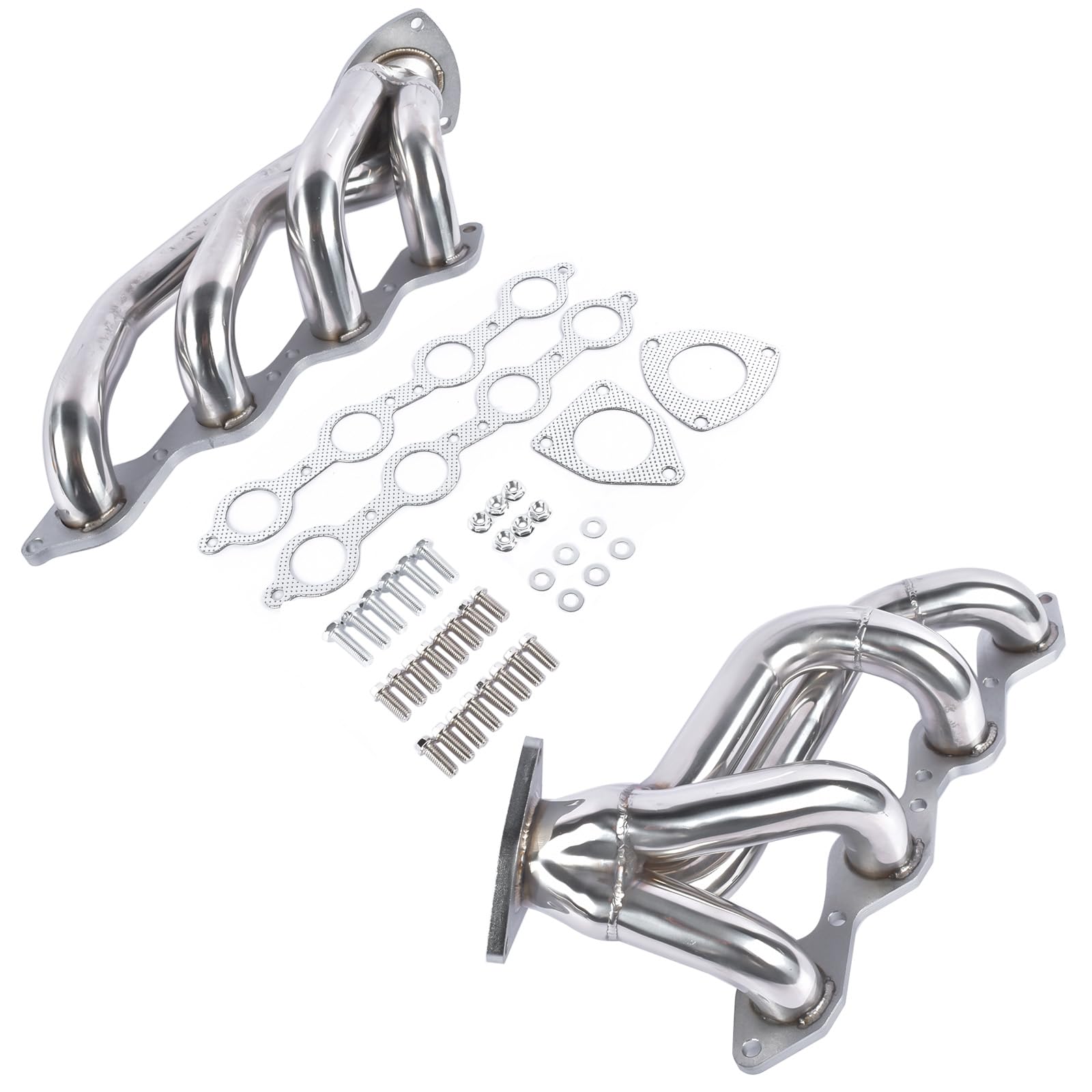 GELUOXI 2Pcs Shorty Manifold Left and Right Stainless Steel Replacement for Chevy Tahoe GMC Sierra Yukon XL Yukon 1999-2006 4.8L 5.3L