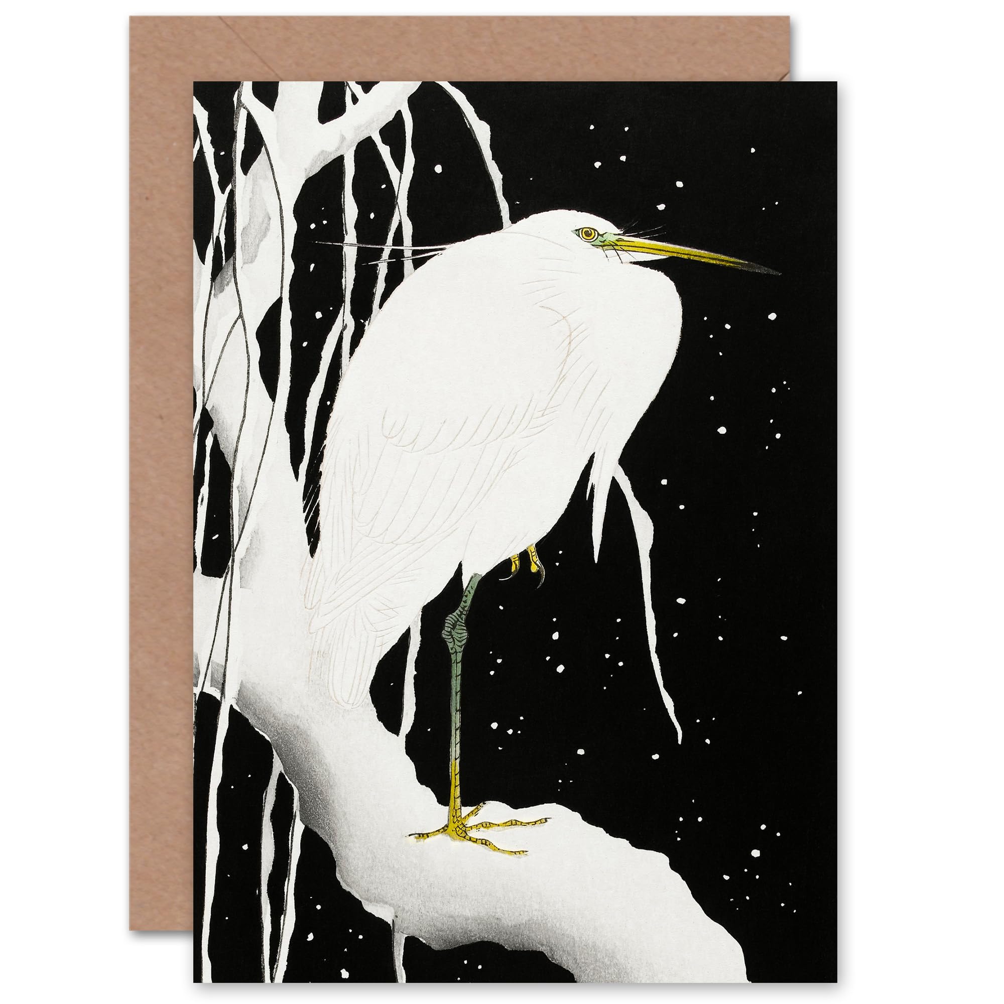 Artery8 Winter Heron Waits for Wife Her Mum Sister Daughter Mom Gran Nan for All Occasions Blank Art Greeting Card