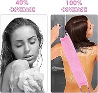 Vista 6 de Prasacco 2 piezas de red exfoliante africana, esponja de red africana, exfoliante de espalda para ducha, África, redes largas, esponjas de ducha