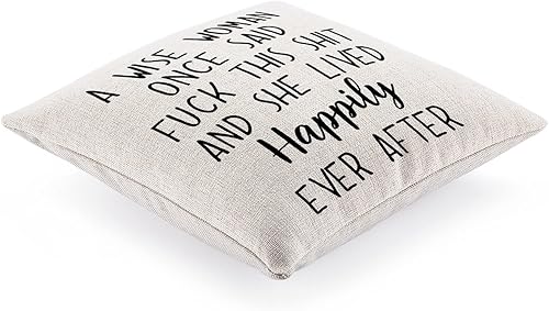 Miniatura 3 de A Wise Woman Once Said Fuck This Shit and She Lived Happily Ever After - Fundas de almohada con diseño de cremallera oculta para decoración de sofá,
