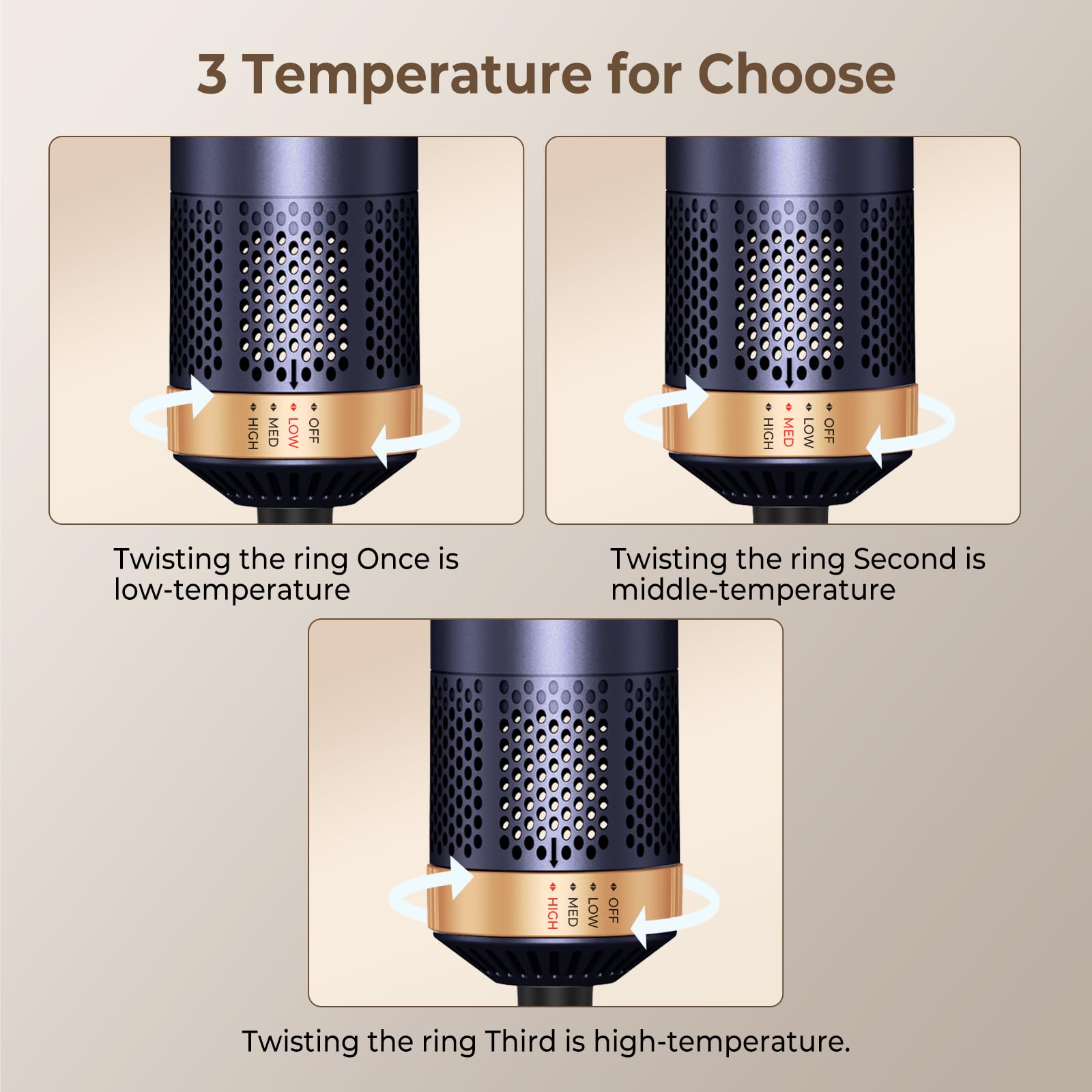 Hair Styler Air Brush 5 en 1 Airbrush 5 en 1 avec Seche Cheveux, Brosse Soufflante, Fer a Boucler, Thermal Brush, Brosse Lissante Seche Cheveux 5 en 1 pour Sécher, Boucler, Lisser