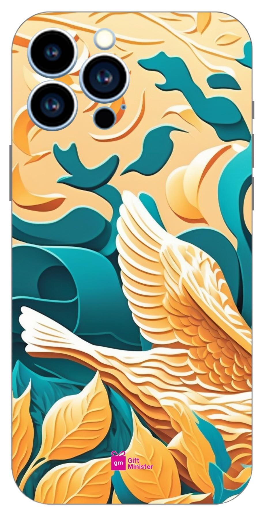 Gift Minister Soft Designer Mobile Case for Apple iPhone 13 Pro Max Back Cover Cyan - Whitey Pattern Art Lightweight Flexible Scratch Resistant Clear Comfortable Grip Dustproof Anti-Slip 1Pcs 1701N