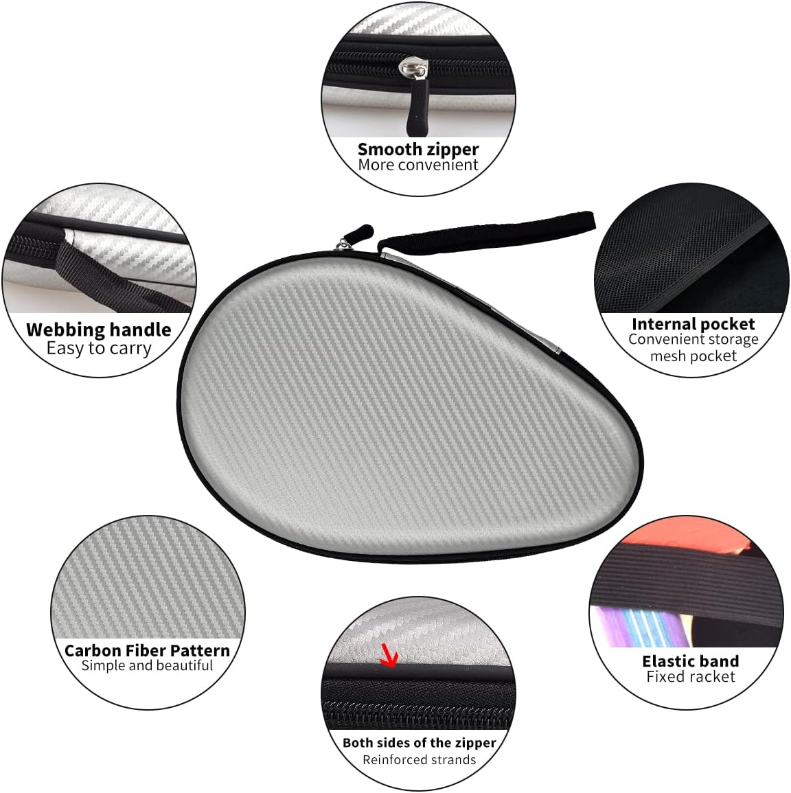 Rintifia Ping Pong Paddle Case - Hard Shell Table Tennis Racket Cover with Ball Holder - Protects and Stores 2 Rackets - Durable and Drop-resistant - Great Gift for Ping Pong Enthusiasts (silver) : Sports & Outdoors