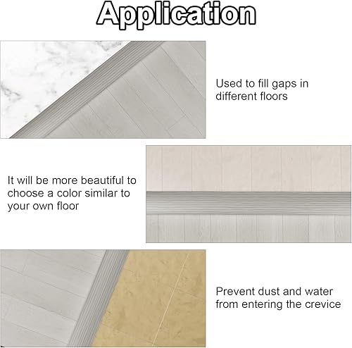 Miniatura 6 de Tira de transición de piso de 10 pies x 1.57 pulgadas, suelo divisor plano laminado adhesivo de vinilo para unir huecos del piso, alfombras,