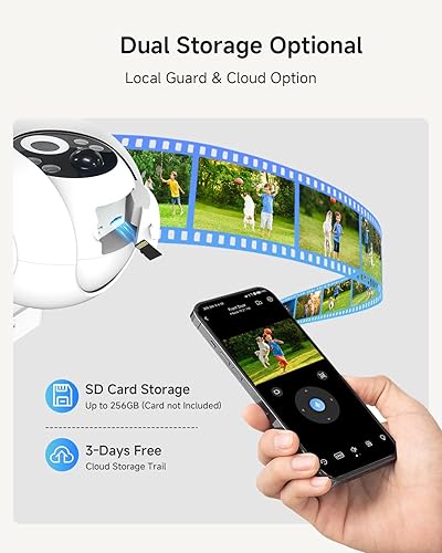 Miniatura 6 de Noorio Cámara solar inalámbrica para exteriores, cámara de visión 2K de 360 para seguridad del hogar alimentada por batería, seguimiento automático