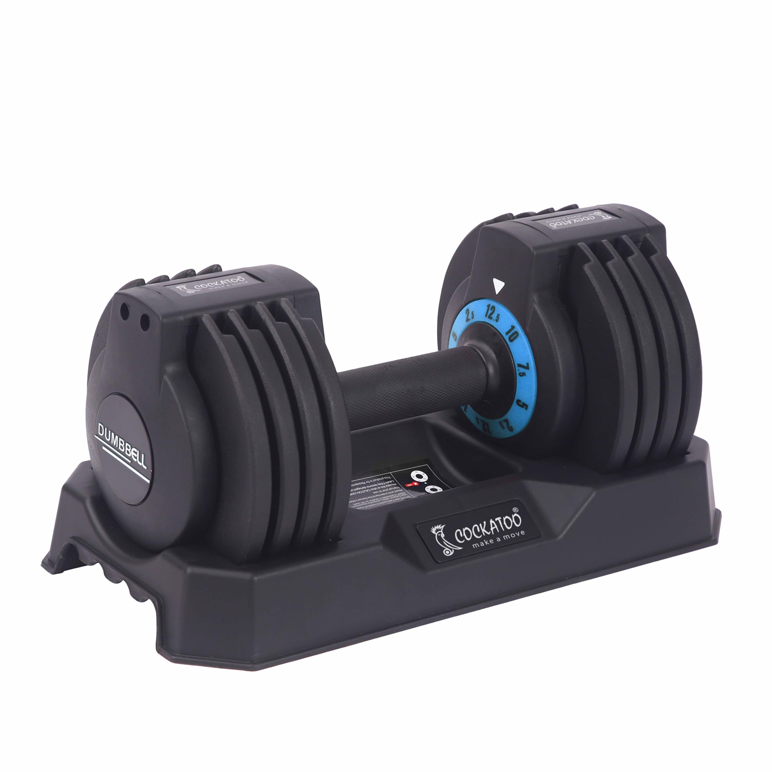 Cockatoo RDB01 2.5Kg - 12.5Kg Professional Adjustable Dumbbell, Gym Equipment Set For Home Workout, Blue, Set of 1 Alloy Steel