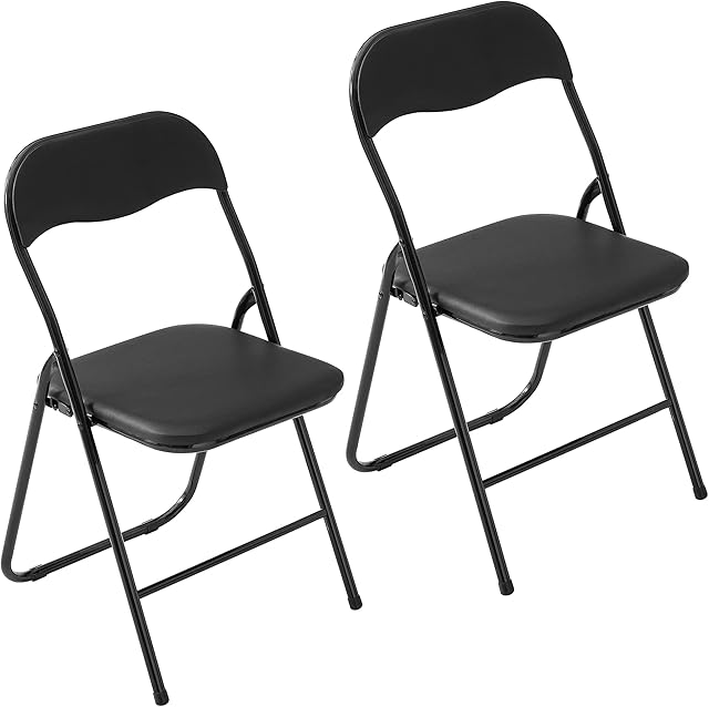 LeChamp 2 Pack Folding Chairs Indoor Folding Desk Chair with Padded Seat Cushion, Fold up Chair for Bedroom Commercial Event Chair with Metal Frame Office Indoor Banquet Party Chair